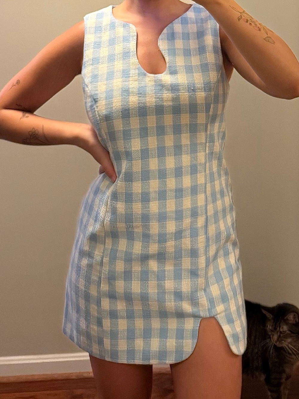Blue and White Gingham Mini Dress - Brand